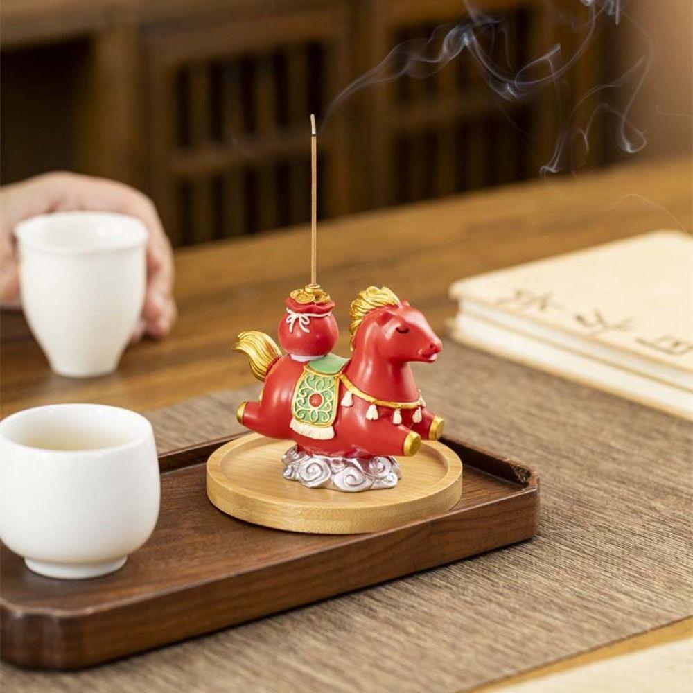 Funny Zodiac Pony Incense Burner Resin 2026 Horse Year Indoor Incense Burner New Year Ornamental Pony Shape Cense Holder