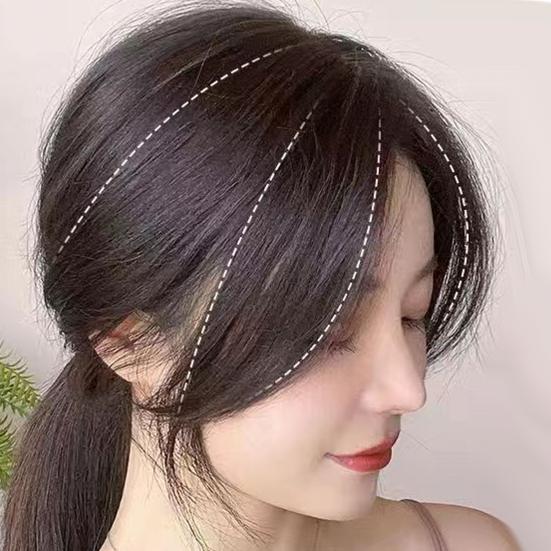 Women Clip-in Bangs Natural Wispy Side Bangs Forehead Hair Extensions Black Brown Girls Air Bangs Fringe Wig Hairpieces