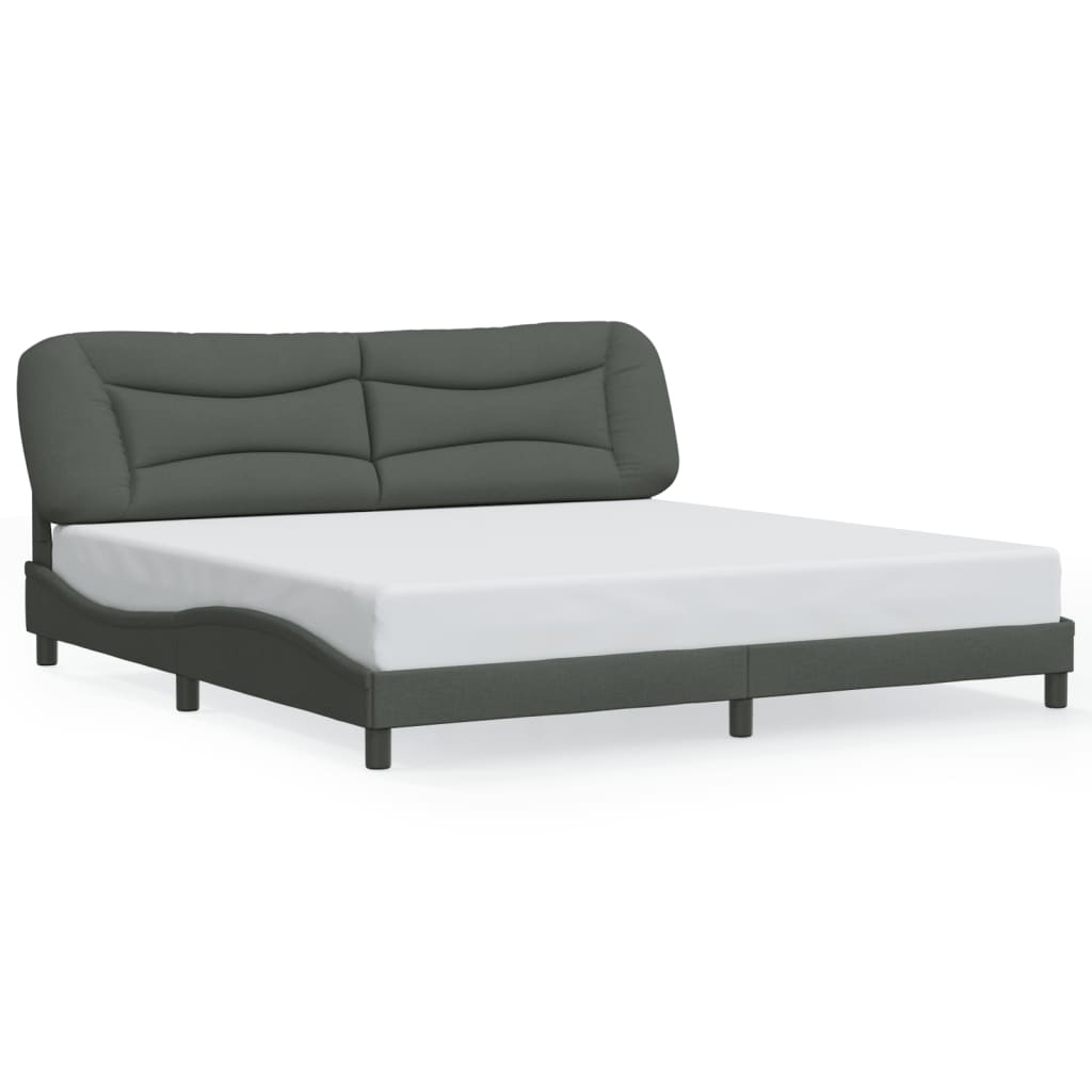 LED Bed Frame without Mattress  Hvar  Dark Grey 200x200 cm Fabric