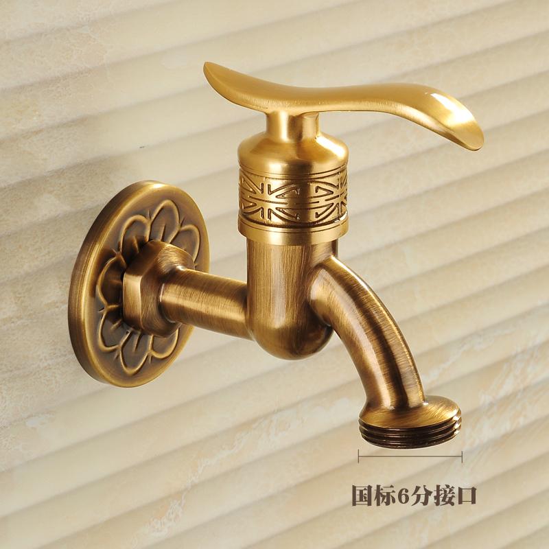 Bibcock Faucet Art Deco Antique Bronze Brass Bathroom Mop Faucet Wall Mounted Washing Machine Outdoor Garden Water Taps HJ-8665F