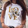 New Women T Shirt Gold Letter Love Print T Shirt Female Short Sleeve Tops Tee 90s Girls Black T-shirt Women Casual Tee Shirts