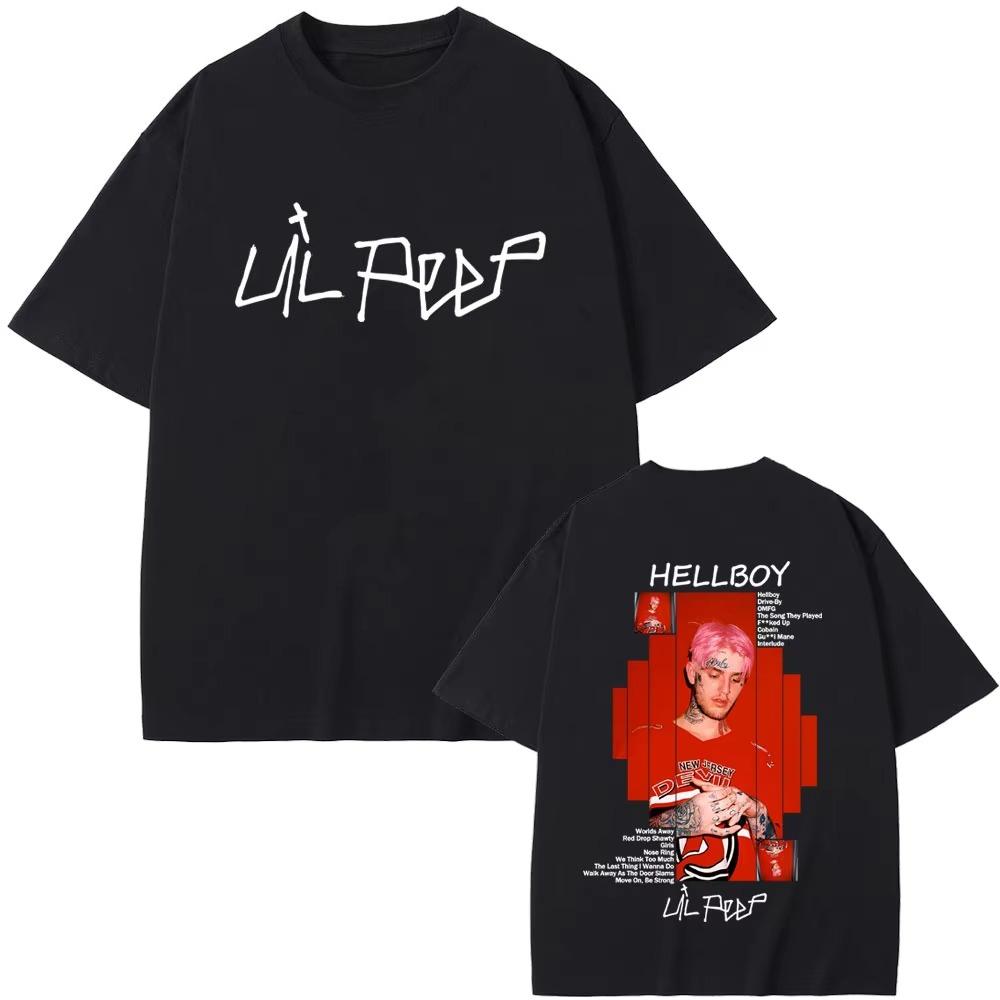 Rapper Lil Peep Hellboy Album Graphic Tshirt 2026 Men Women Hip Hop Fashion Streetwear Male Clothing Casual pure Cotton T Shirt