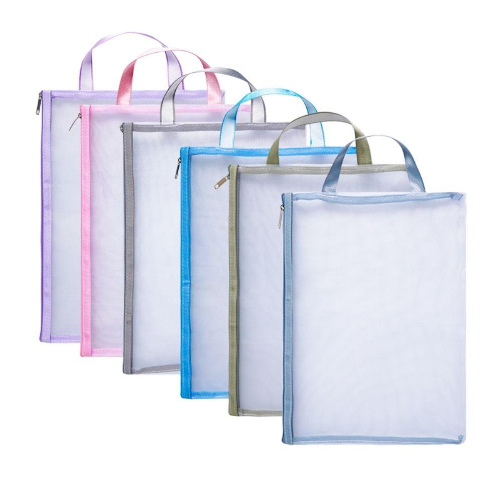Transparent A4 File Folder Bag Waterproof Document Bag Mesh Zipper Storage Bag  School Office