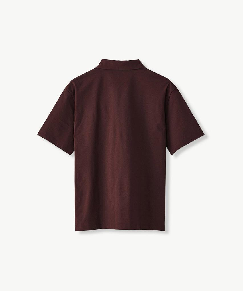 STCO [Moisture-Wicking And Quick-Drying] Hidden Button Collared Short Sleeve T-Shirt Wine (Semi-Oversized Fit)_Stsvb36Nsa
