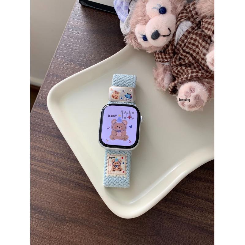 Apple Watch и iWatch Плетеный ремешок 'Хлебный мишка' с магнитной застежкой для Series 10, 11, 9, 8, 7, 6