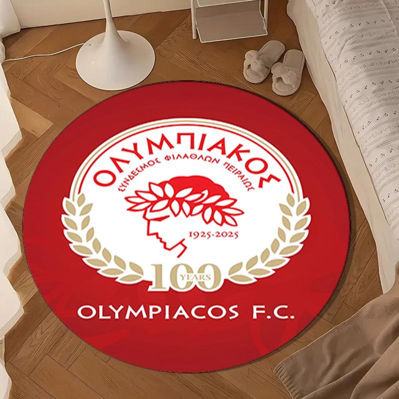 Olympiacos Fc: Red And Black Pride Round mat Home Decor, Chair rug For livingroom,Bedroom, doormat home decor Birthday Gift Christmas Gifts