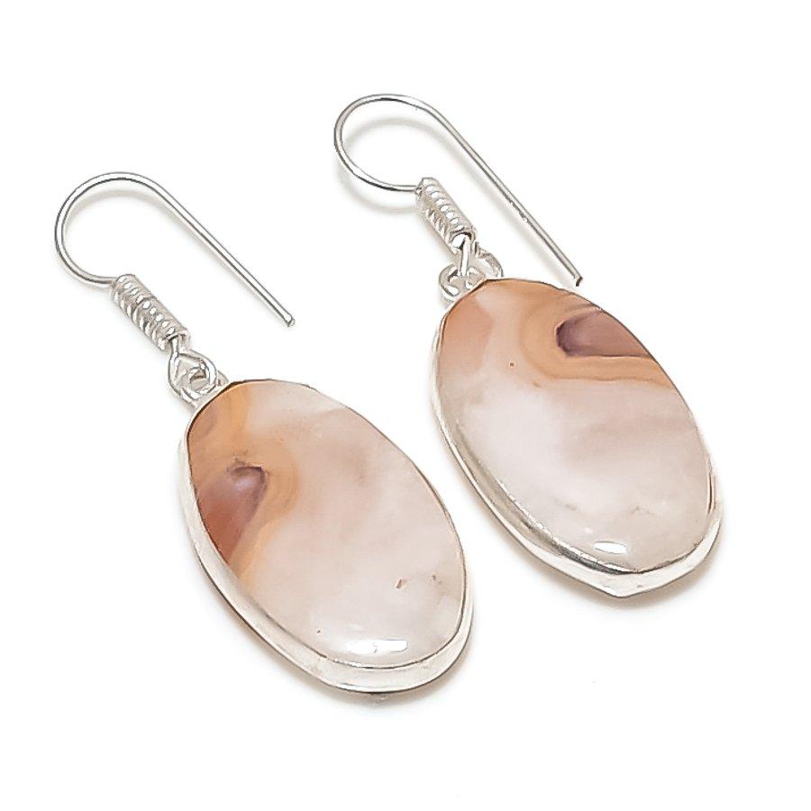 Серьги из натурального кальцитового агата, стерлингового серебра 925 пробы, 1,62 дюйма, G1P37