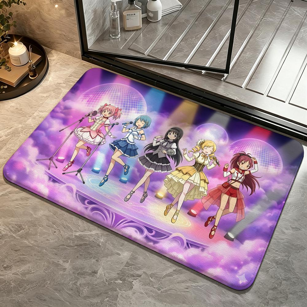 Аниме-Puella Magi Madoka MagicaS Напольный коврик Спальный ковер, Коврик для ног в ванную, Придверный коврик, Нескользящий Впитывающий Многоцелевой
