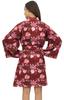 Bimba Женский халат-кимоно бордового цвета с поясом и цветочным принтом, накидка для сна -