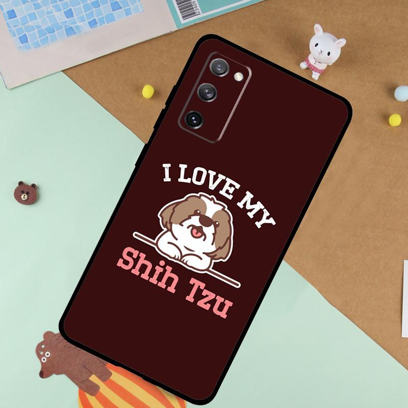 Cartoon Shih Tzu Dog Case For Samsung Galaxy S23 S22 Ultra S21 S20 FE S8 S9 S10 Note 10 Plus Note 20 Ultra Cover
