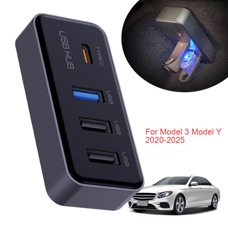 4-in-1 Glove Box USB Hub Docking Station Expansion Dock for TESLA Model 3 Model Y Car Accessories
