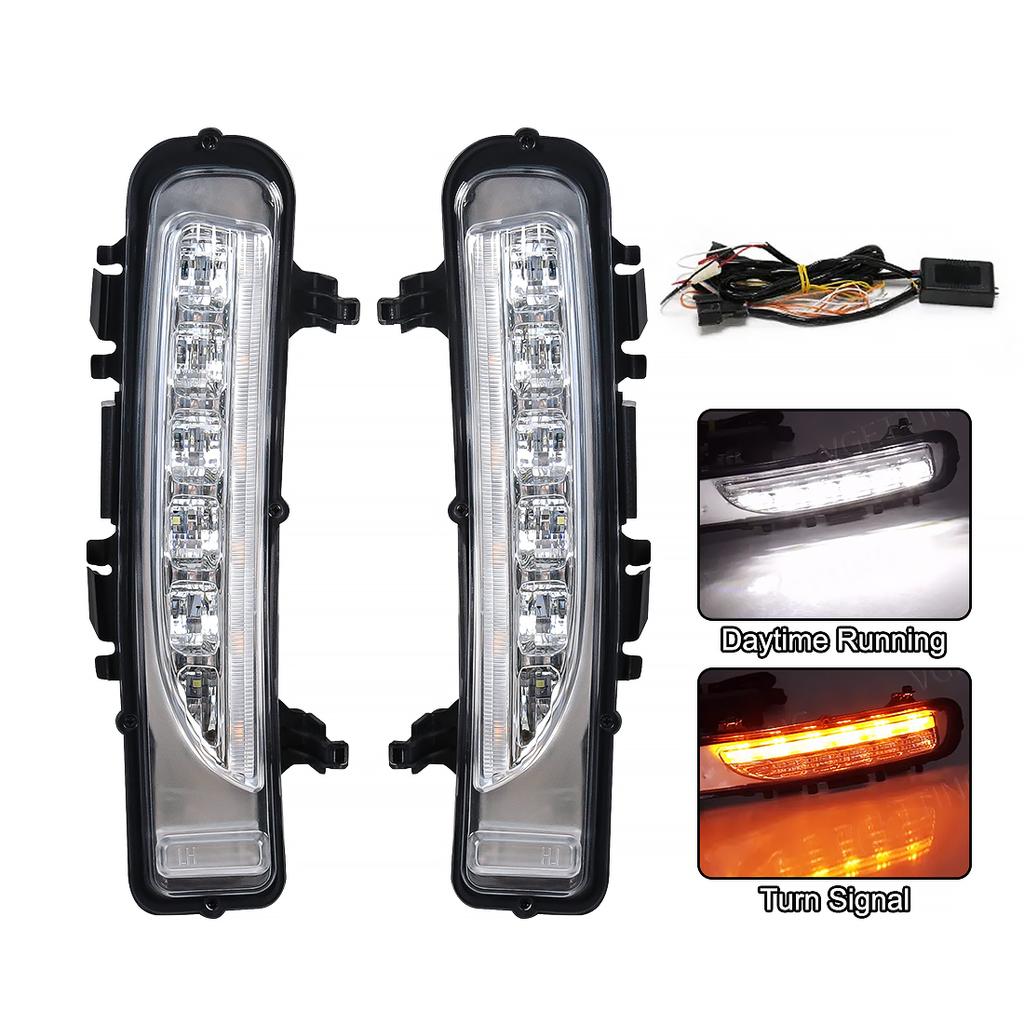 DRL For Ford Edge Everest 2011 2012 2013 2014 LED Daytime Running Lights Car Fog Lamp White Yellow Turn Signal Car Accessories