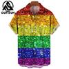 New Summer Fashion Pride Month Party Rainbow Print Men's Short Sleeve Casual Shirt Tops Street Trend Party Oversized Shirt S-5XL