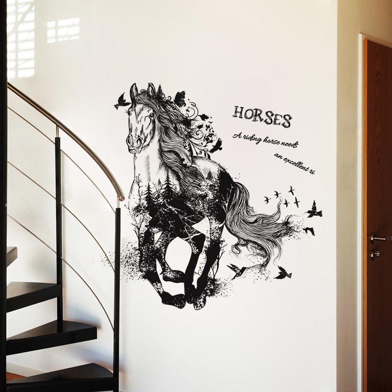 Wall Sticker Removable Running Horse Decals Home Decoration Mural for Living Room Sofa Background