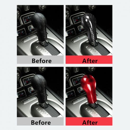 1x Glossy Carbon Fiber Car Inner Gear Shift Knob Handle Cover For Camaro 2012