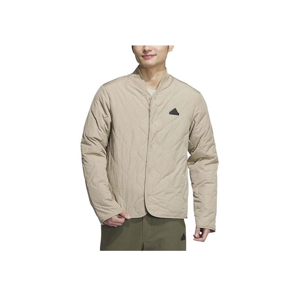 Adidas Three Stripe Logo Warm Windproof Sports Casual Cotton Jacket Men Jacket Khaki JE8571