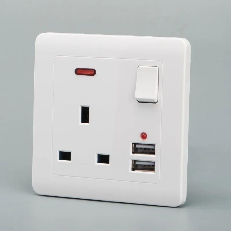 Depoguye UK Plug Usb Wall Socket, 5V 2.1A Double USB Socket Universal Three Hole Power outlet,With LED Indicator AC110V-250V