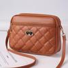 Yogodlns Women PU Leather Wave Embroidered Small Shoulder Bag Simple Solid Color Multi-layer Heart Decor Phone Crossbody Bag