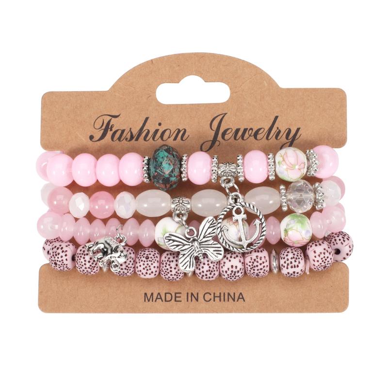 Bohemian Bracelets For Women Stackable Butterfly Elephant Anchor Pendant Beads Bracelet