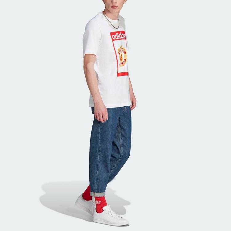 adidas Футболка с коротким рукавом и круглым вырезом Originals Letter Print, мужские топы, белые IP5552