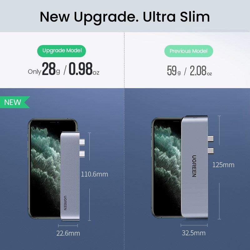 Hub Adapter 7in1 For Macbook Pro Air 2Xusb-C To Hdmi 4K 3Xusb 3.0 Gray