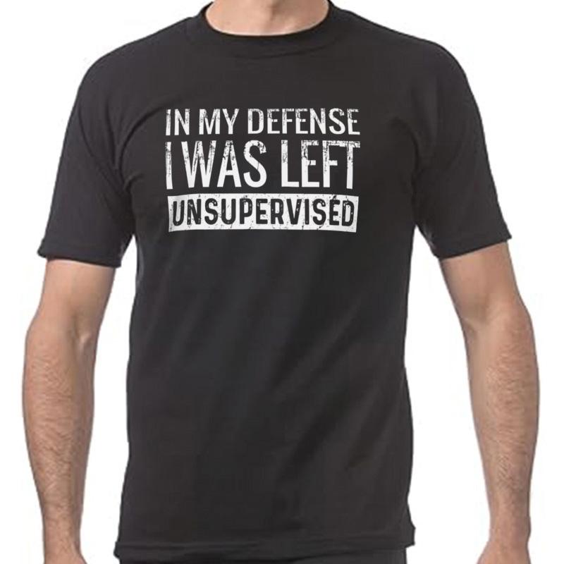 Retro In My Defense I Was Left Unsupervised T Shirt Funny Saying Y2k Graphic Streetwears Summer 100 Cotton Unisex Tshirts