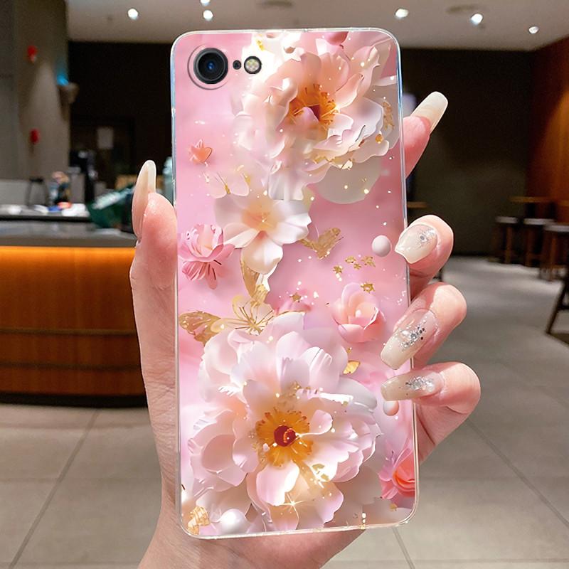 Чехол с цветами для iphone 7 8 Plus SE 2020 Capa Прозрачный Мягкий Силиконовый Чехлы Для телефона для iphone 7plus 8+ Fundas Узор Прозрачный