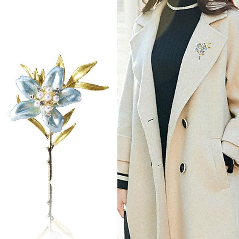 Blucome New Artistic Peach-blossom Brooch Gentle Fresh Flower Plant Pin Women Party Office Brooch Pin Gifts