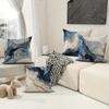 4 Pcs Double Sided Blue Gold Marble Cushion Covers, Luxury Abstract Ink Art Throw Pillow Cases (No Inserts)
