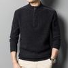 Шерстяной свитер, мужской зимний теплый мужской кашемировый свитер, вязаный свитер с половиной водолазки на молнии