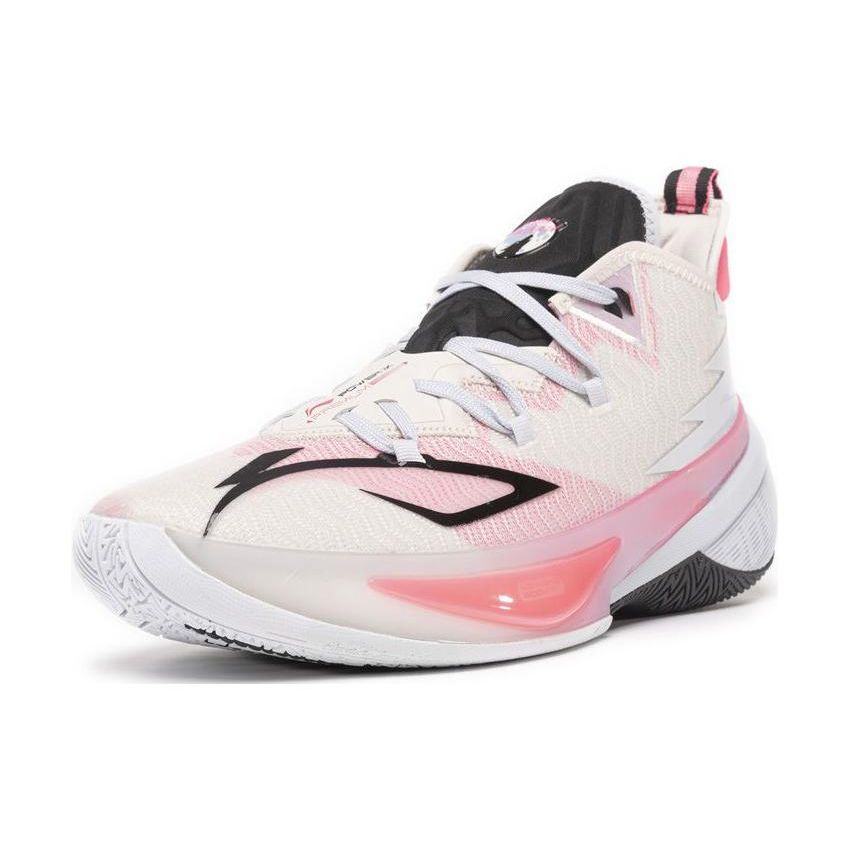 Li-Ning Air Strike 9 Premium Shock Absorption Anti-Slip Wear-Resistant Mid-Top Basketball Shoes Men Sneakers White Pink ABAS073-F