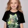 3D Anime Girl Graphic Short Sleeve Crew Neck Kids Clothes T-Shirt Casual Trendy Versatile Tee Comfy Summer Tops Girls Clothes