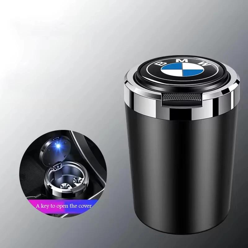 LJEEG1 2026 Car Sticker Car Ashtray Cigarette Butt Holder Container Accessories for BMW M X5 X1 X3 X2 X6 X7 X4 Portable One-Button Open