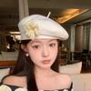 French Style Flower Beret Versatile Artist Cap Brimless Cap Painter Hat  Holiday