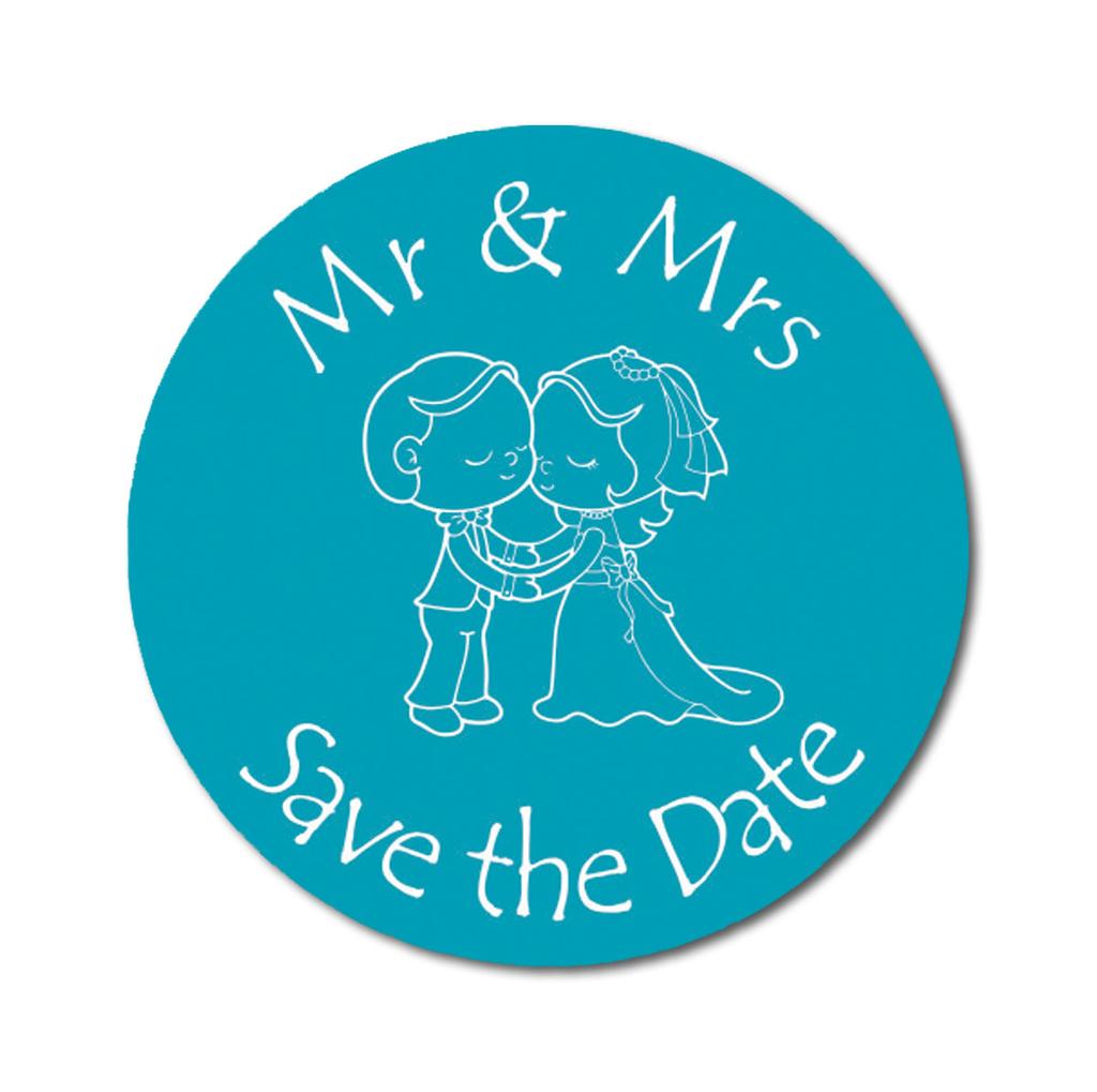 Darling Souvenir Round 45 Pieces Wedding Couple Save The Date Stickers Envelope Seals DIY Party Favor - Black