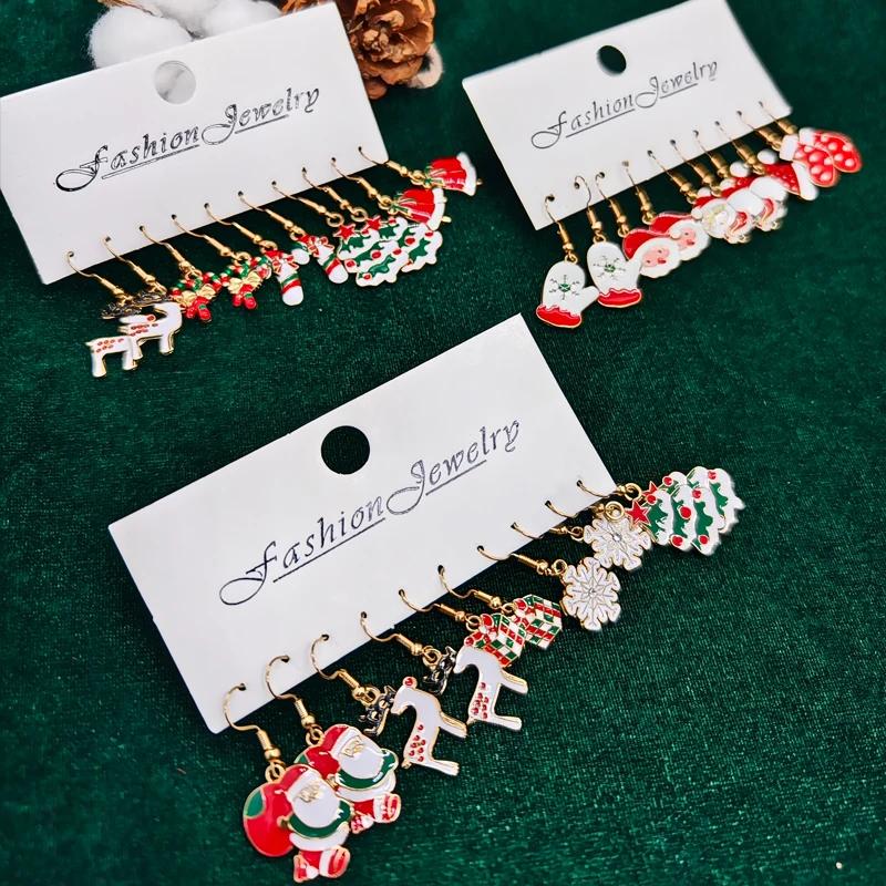 Xiaomi 15Pairs Cute Christmas Earrings Colorful Cartoon Santa Claus Hook Earrings Versatile Style Suitable for Christmas Gifts
