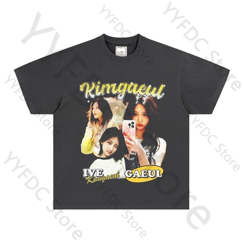 New GAEUL T Shirt Streetwear Retro Trend Y2K Tshirt Women Unisex Summer Cotton Short Sleeve Tee Tops Kpop Fashion Fans Clothes