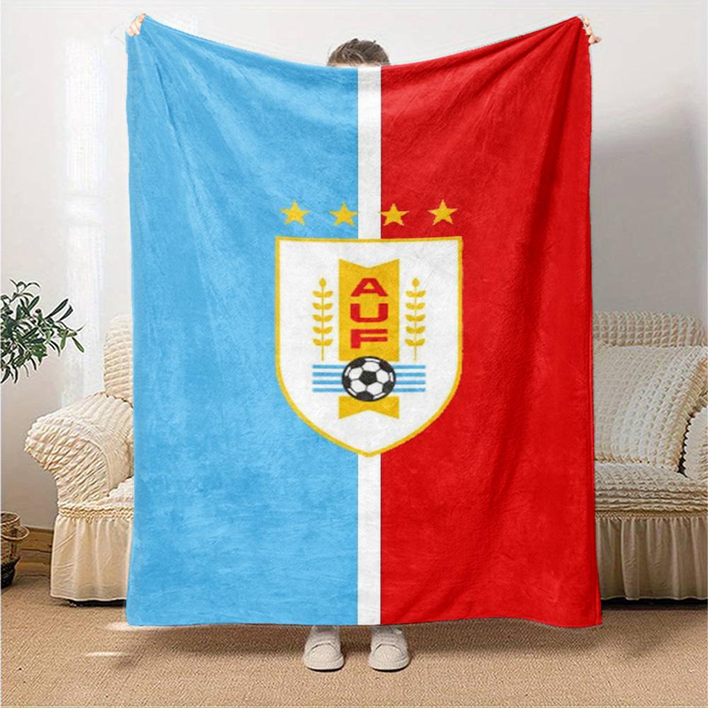 Uruguay Celeste Football Print Flannel Blanket High Quality Warm Comfortable Cover for All Seasons Perfect for Gifts Home Decor