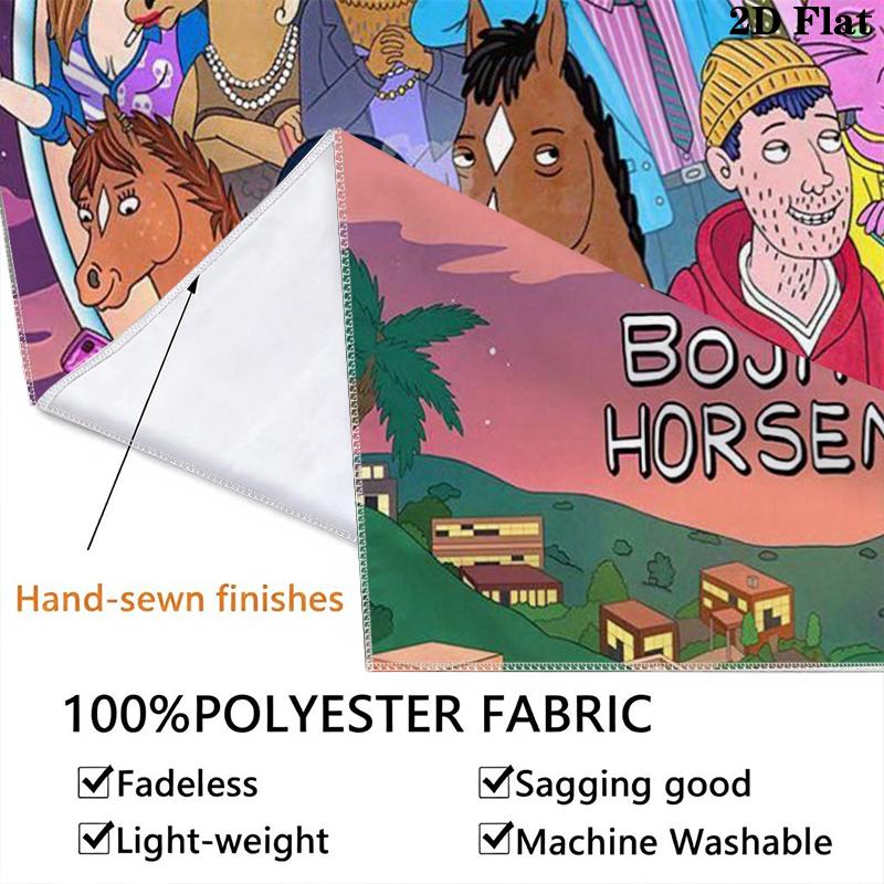 BoJack Horseman Wall Tapestry Aesthetic Wall Hanging Printed Fabric Blanket Decorative Tapestries for Bedroom Living Room Home Decor