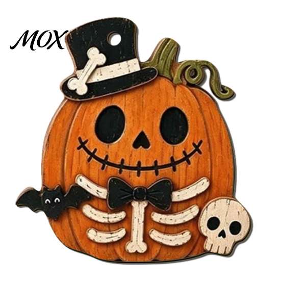 Cute Pumpkin Hanging Decorations Vintage Halloween Wooden Ornaments, Rustic Owl Ghost Farmhouse Seasonal Party Ornaments Tree Decoration with Rope for