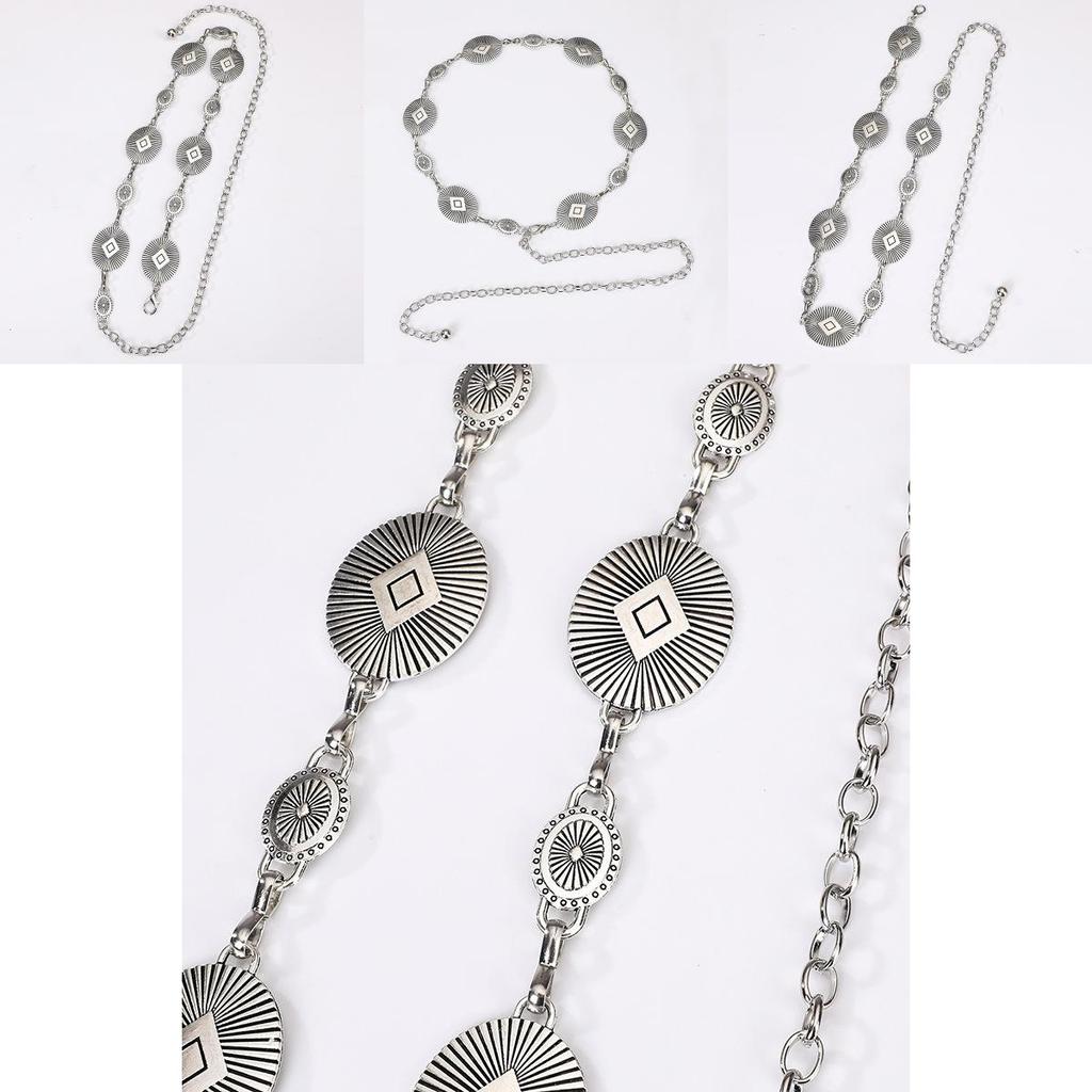 Womens Metal Waist Chain With Artistic Engraving For Multiseason Casual Wear