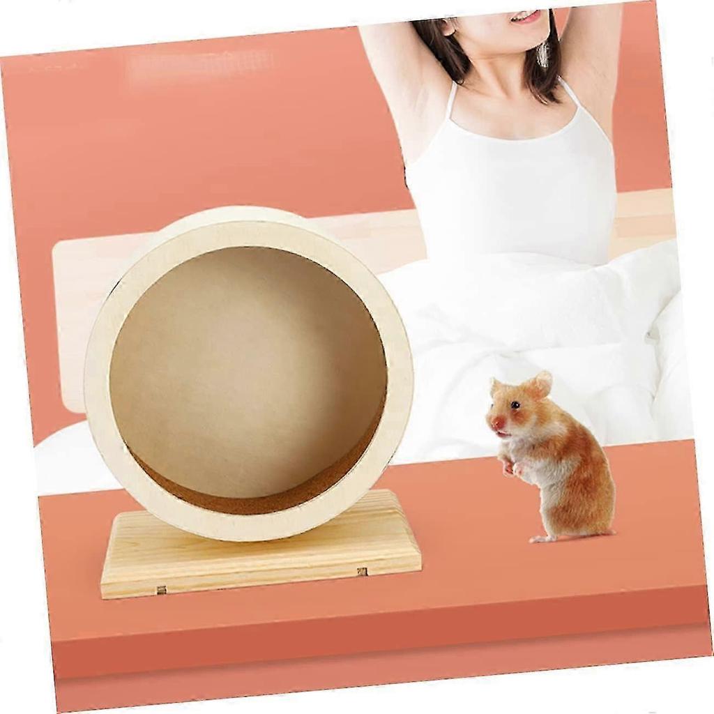 Small Animal Wooden Hamster Wheel for Rats and Guinea Pigs, Medium Size Pet Exercise Toy, Safe and Durable Design 25-26s