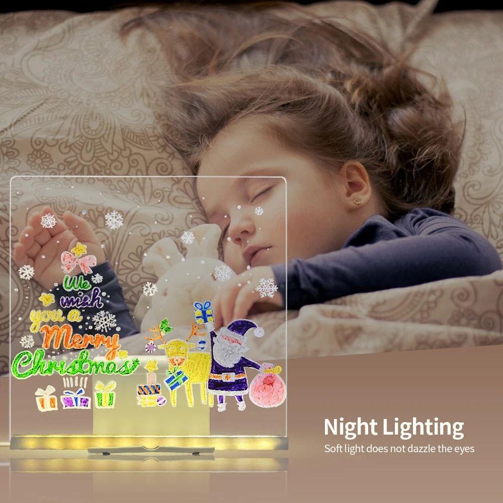 Colorful 7 Pens LED Note Board with Night Light USB Power Children's Drawing Board  Bar Advertising