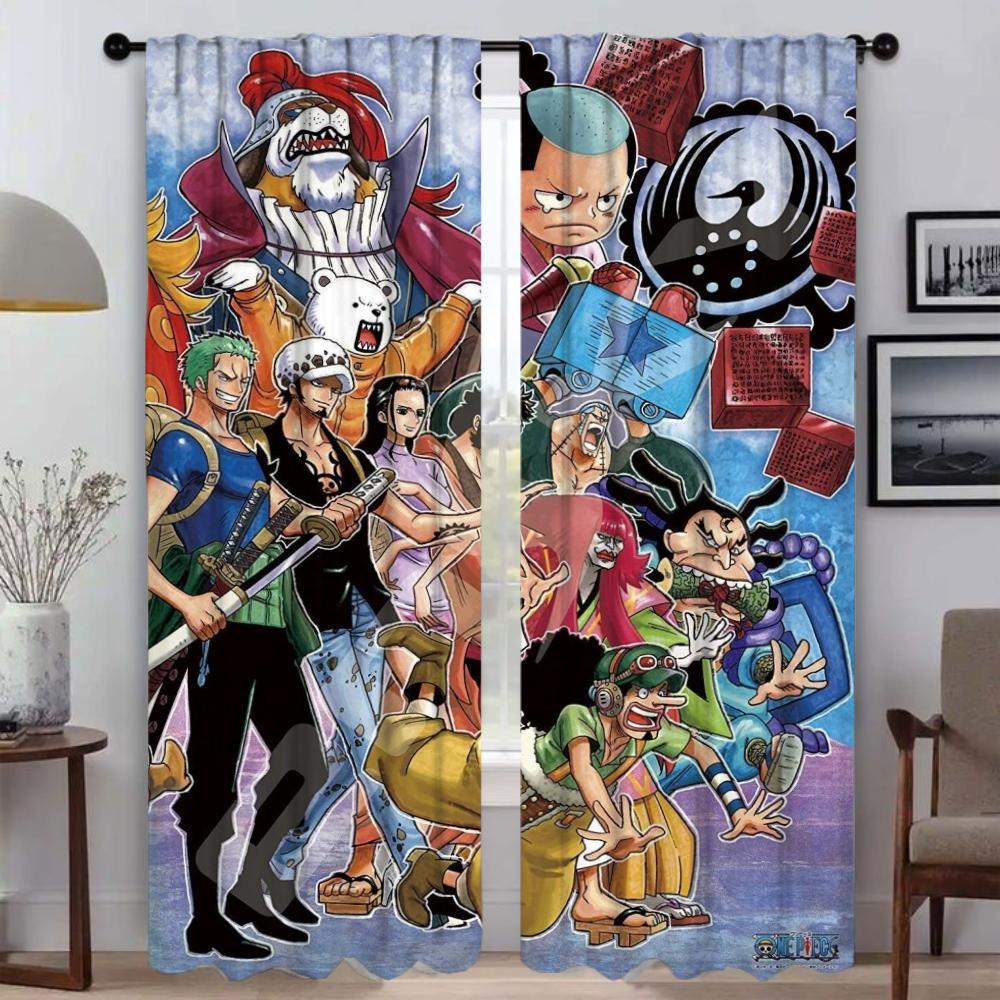 Плотные шторы для комнаты, 2 панели, O-One-pieceS, шторы для детской комнаты, украшения на Хэллоуин, перегородка, тюль для спальни, дома