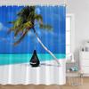Seaside Beach Shower Curtains Summer Vacation Coconut Trees Seascape Sea Scenery Bathroom Decorations Polyester Bath Curtain
