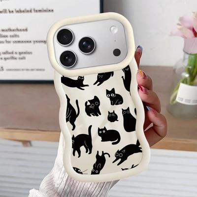 Черный кот Мультяшный Мягкий Чехол-накладка для Телефона для iPhone 18 16 Pro Max 11 17 Air 15 Plus 12 14 8 XR 13