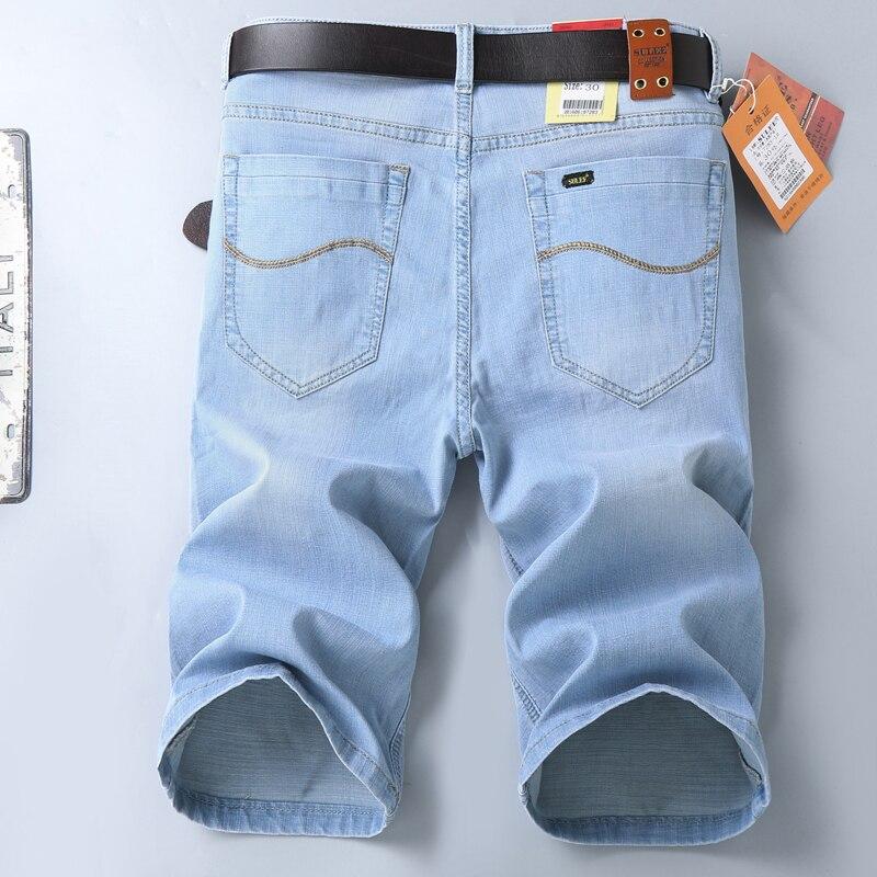 Летние мужские элитные брендовые джинсовые шорты Классическая мода в стиле ретро универсальные эластичные джинсовые брюки с пятью точками Мужские повседневные свободные джинсы