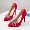 2024 2024 Women Pumps High Heels Shoes Pointed Toe Female Shoes Crystal Bowknot Woman Shoes Sexy   Pumps 35-44