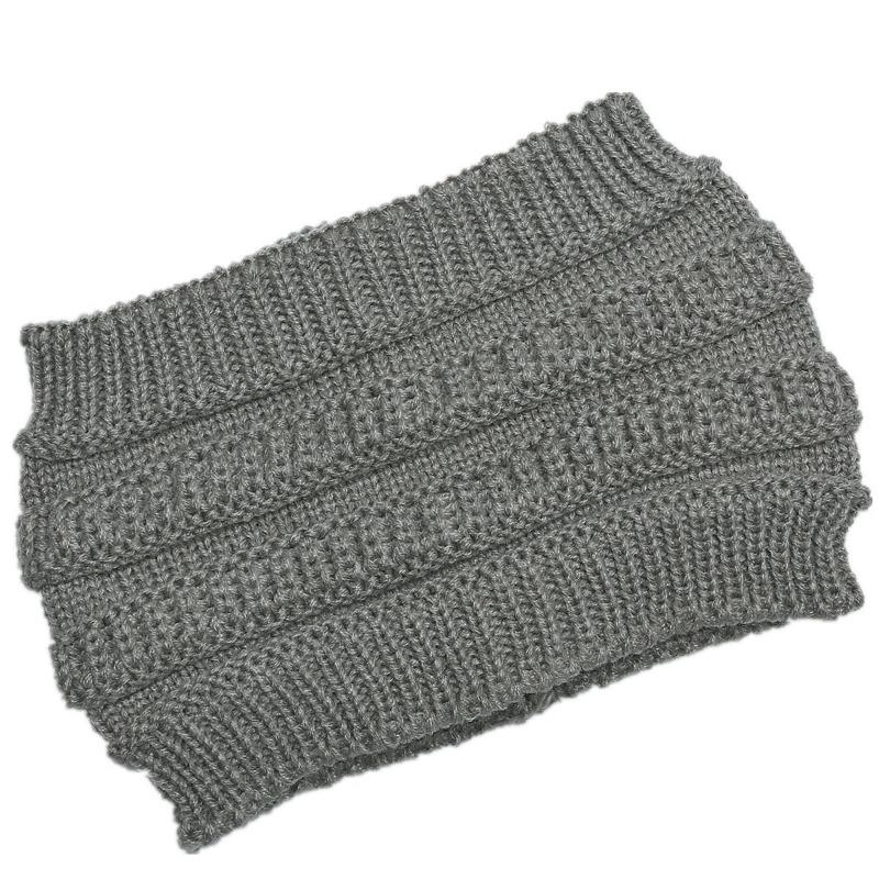 Ladies Knitted Hats Headband Autumn Winter Hats Widened Face Maskvempty Top Ponytail Woolen Hats & Caps