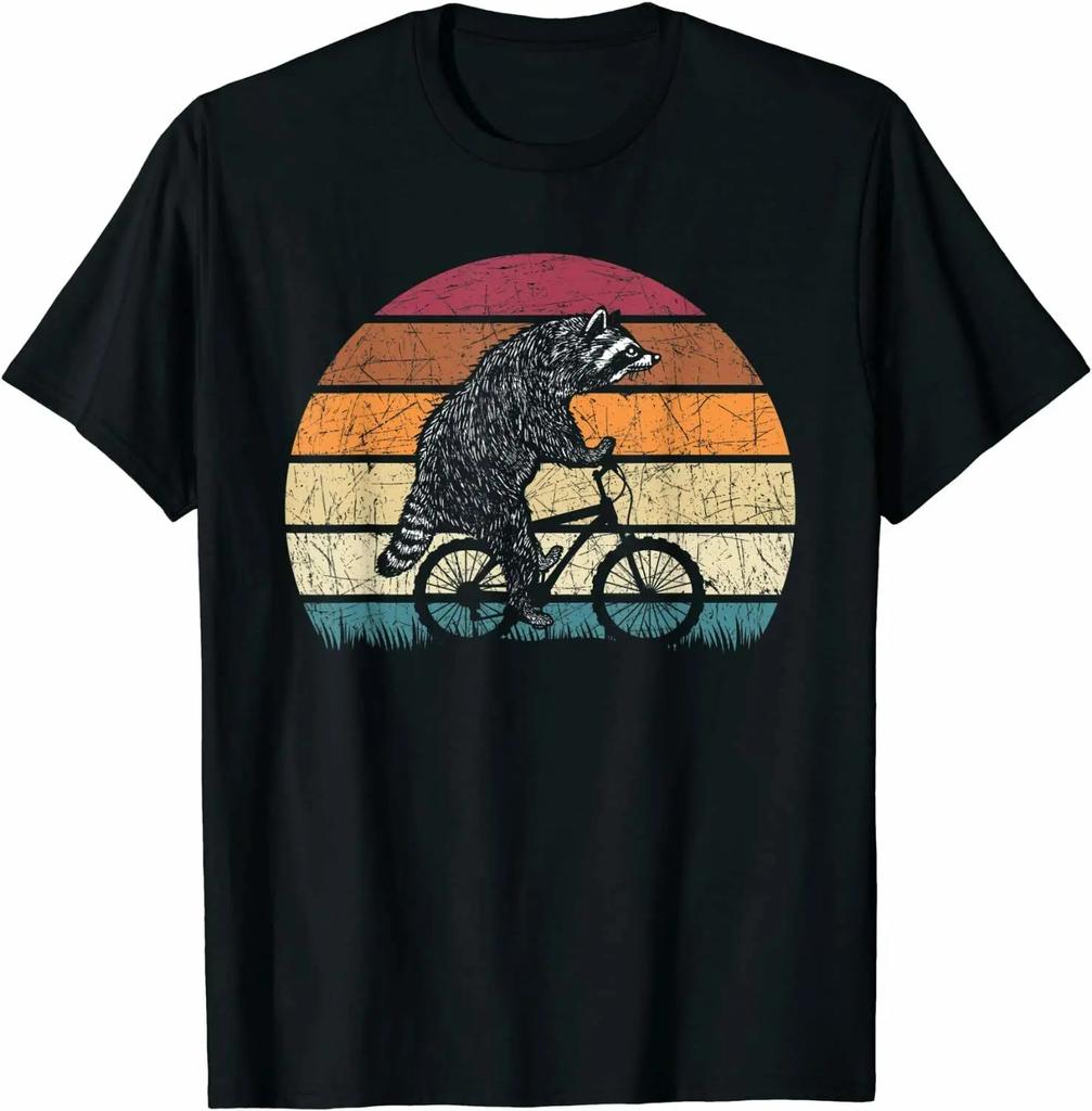 Bicycle Panda Retro Cyclist Gift Racoon Men TShirt Short Sleeve Casual Cotton T Shirts